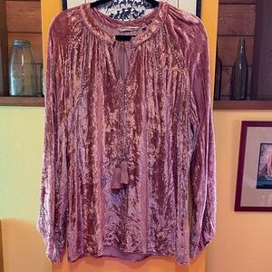 Soft Surroundings Pink Crushed Velvet Tunic with Sequin Accents
